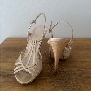 Gold Strappy Slingback Heels - Women